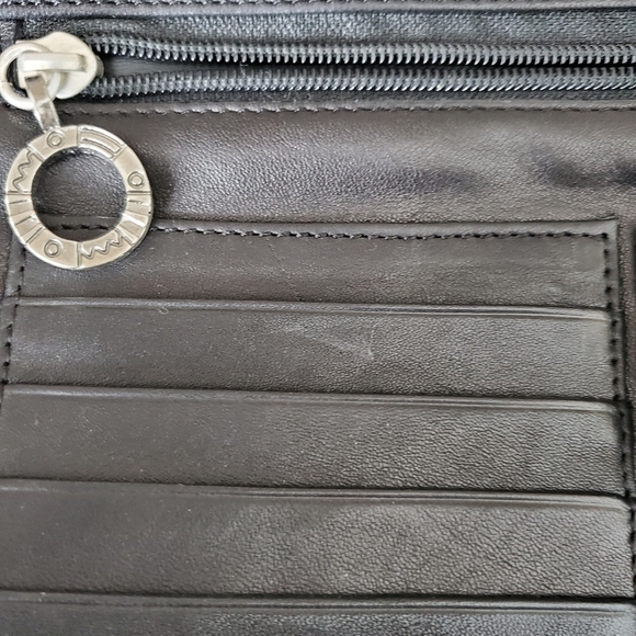 Lisa Loren black leather briefcase pewter tone - Picture 6 of 8